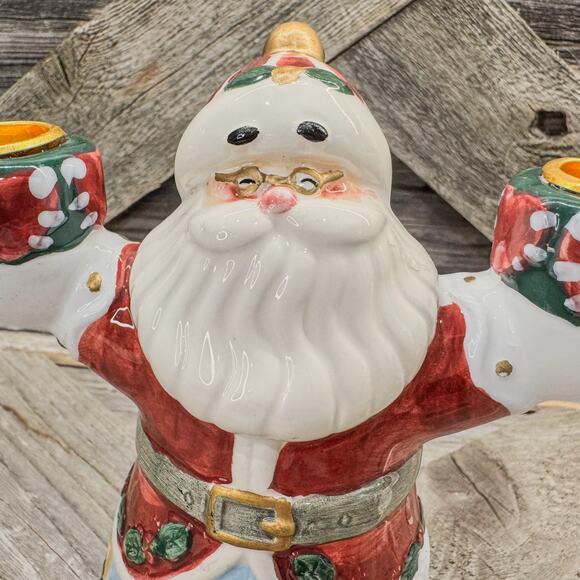 1998 Kim Lawrence, Enesco-Santa Clause Candlestick Holder-Christmas Decor, 6.5”H - Picture 7 of 9